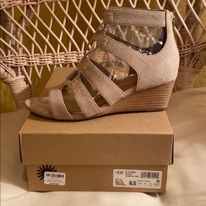 UGG YASMIN HORCHATA SNAKE WEDGE SHOES